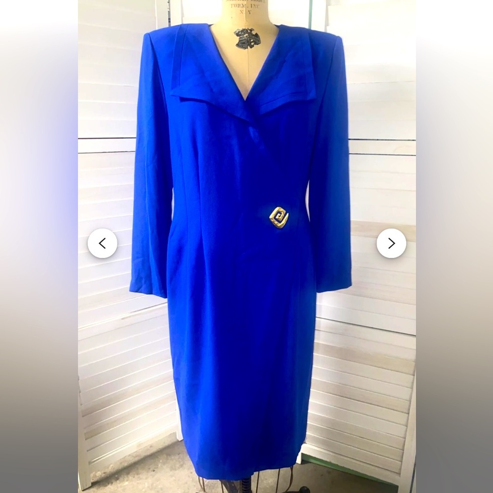 Liz Claiborne Blue Sheath Dress with Cowl Neck